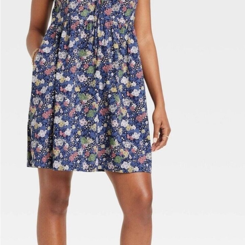 EUC Universal Thread Women's Blue Floral Puff Sleeve Mini Dress XL